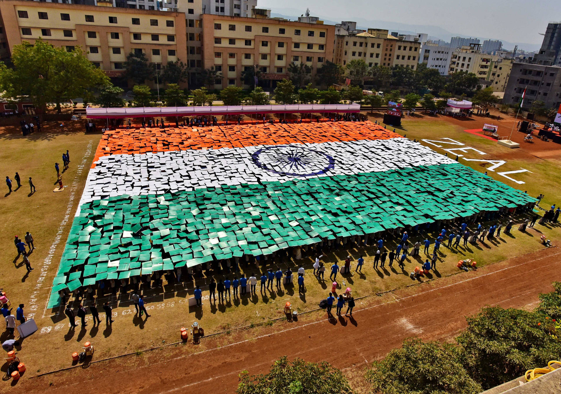 Indian Flag Formation Background