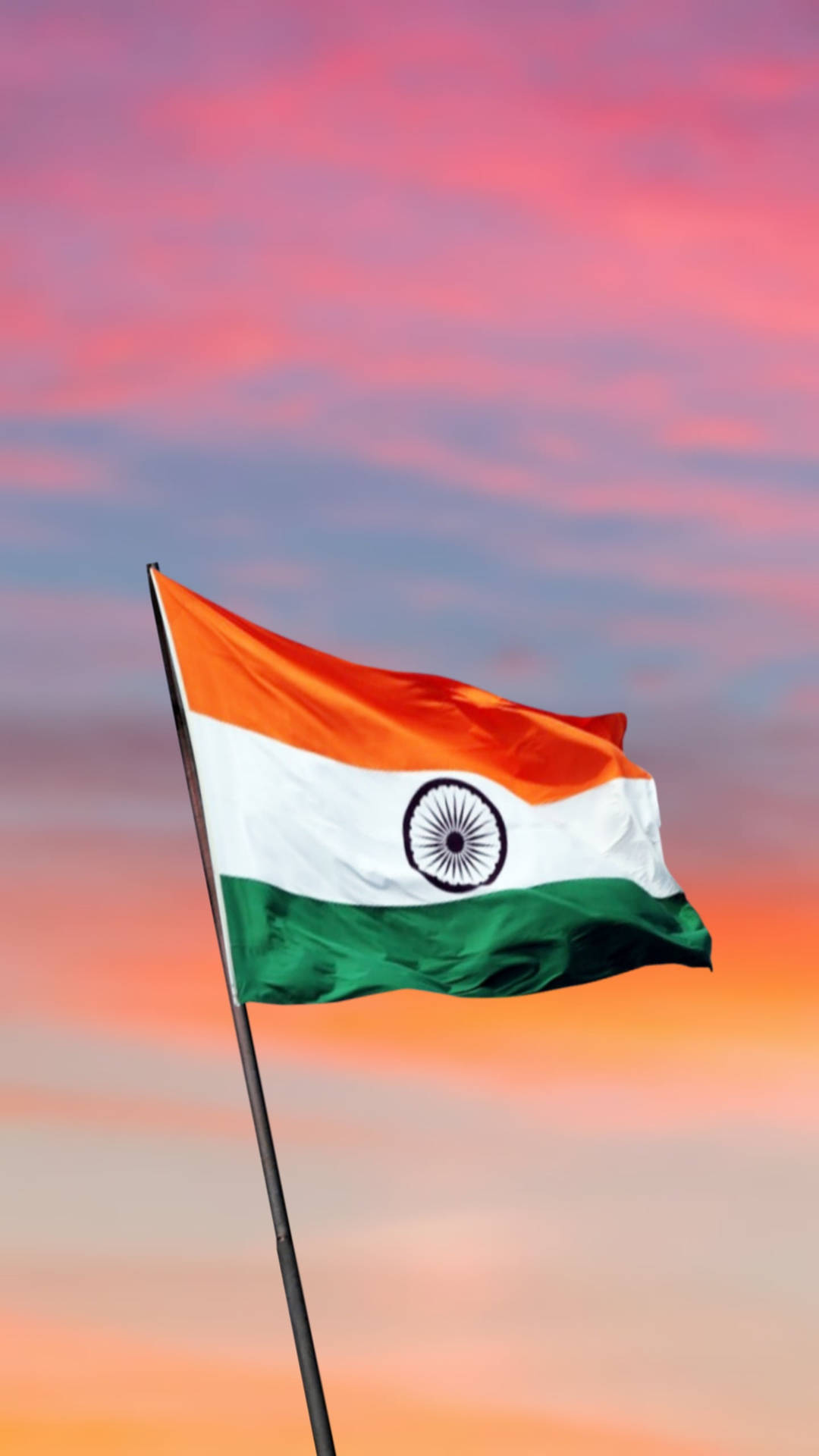 Indian Flag Mobile Sunset Background