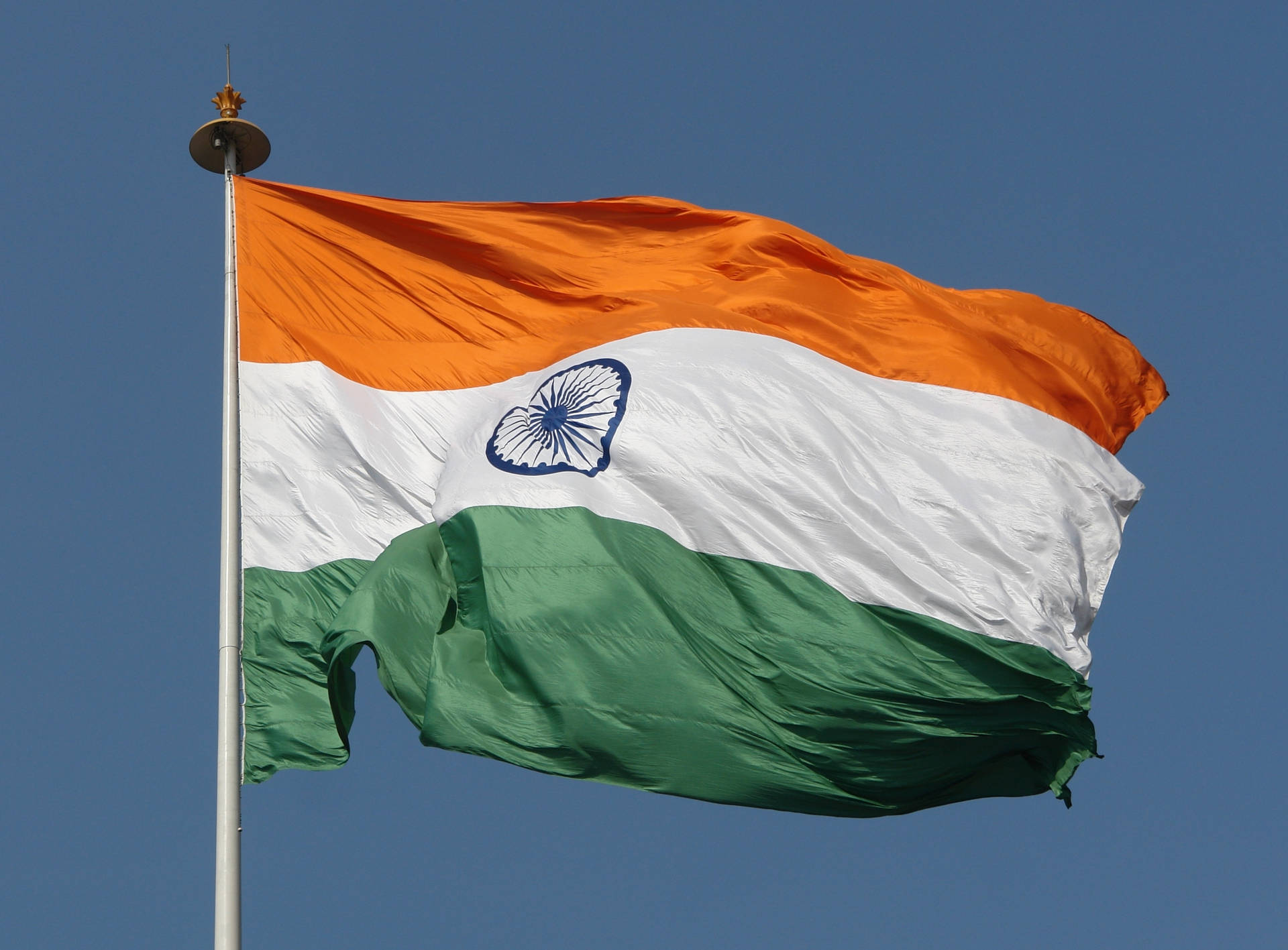 Indian Flag On A Pole Background