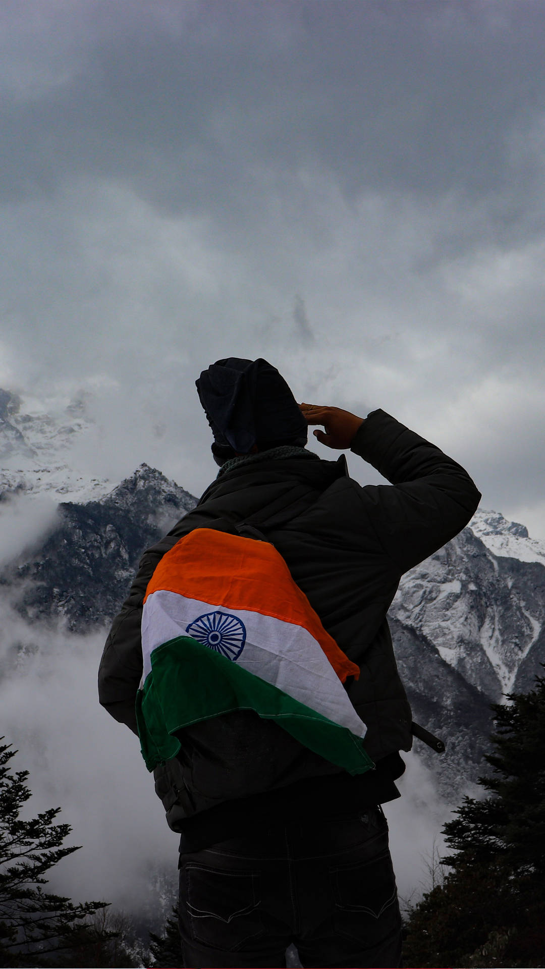 Indian Flag On Jacket Background