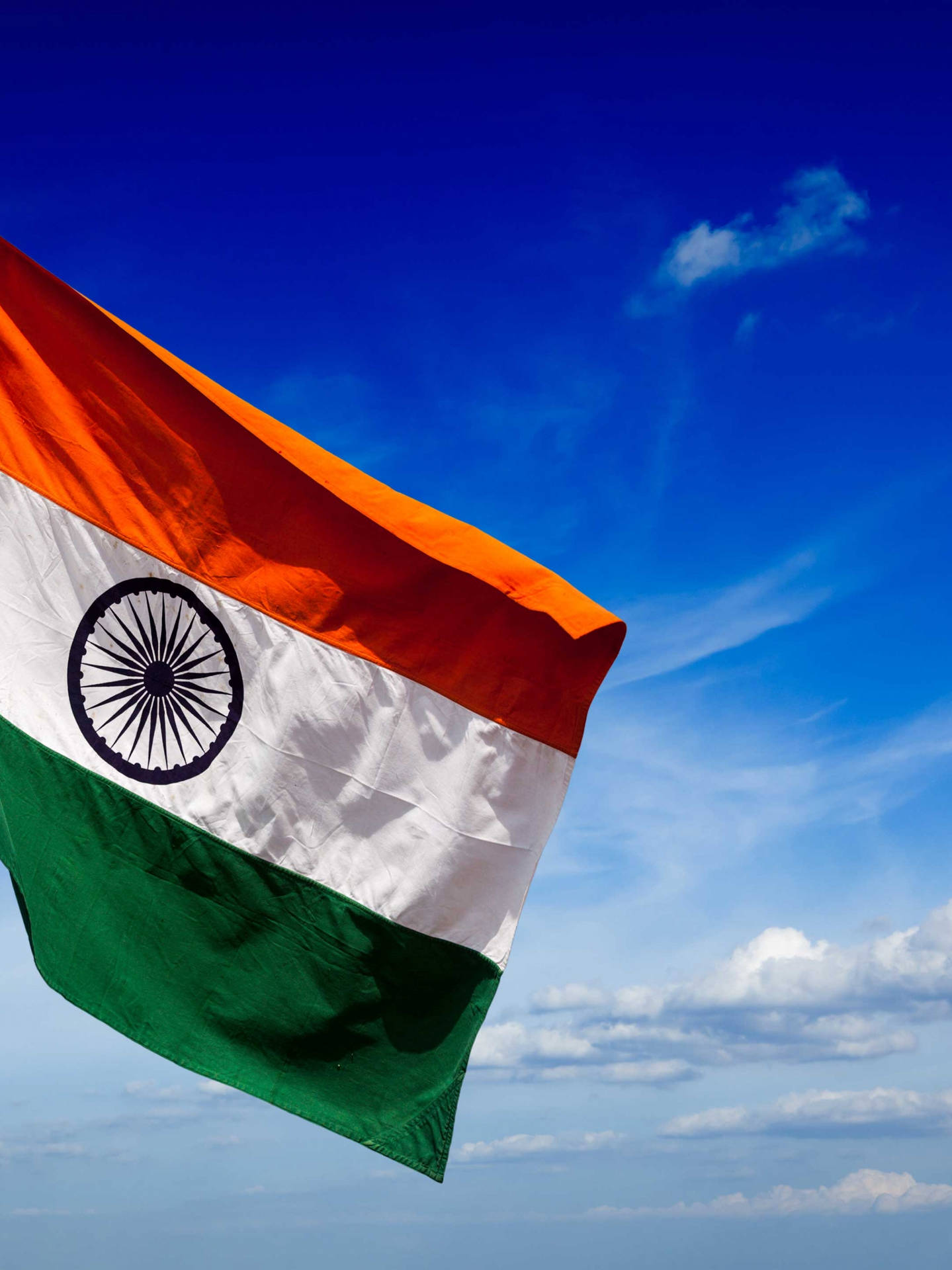 Indisk Flag Med Blå Himmel Wallpaper