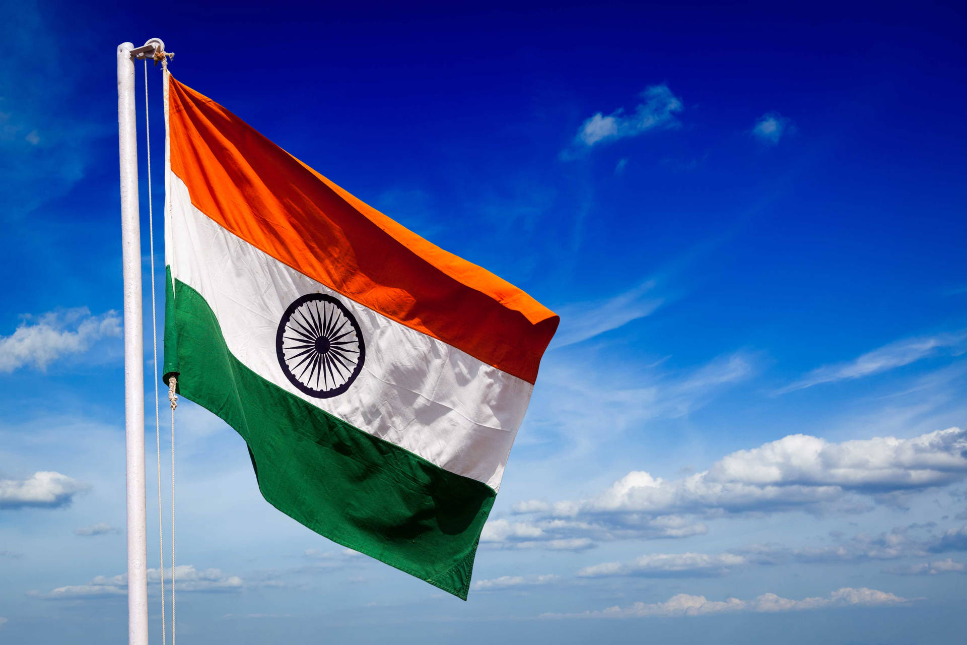 Indian Flag With Clear Skies