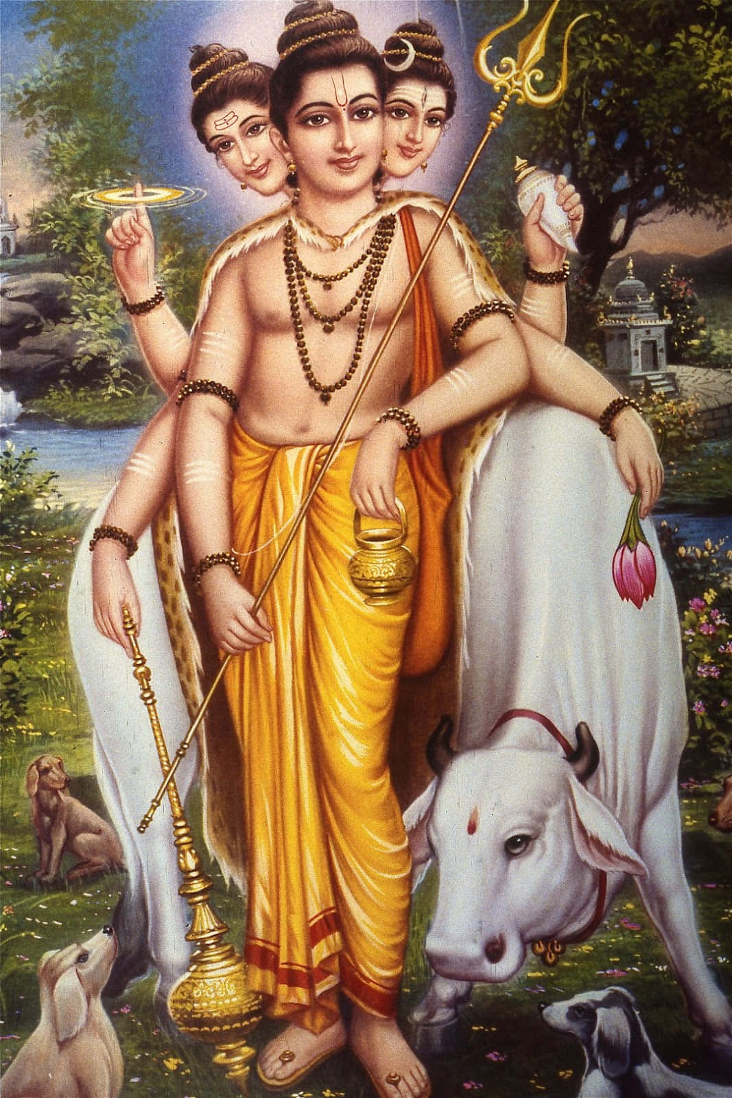 Lord Shiva With Cow And Cows