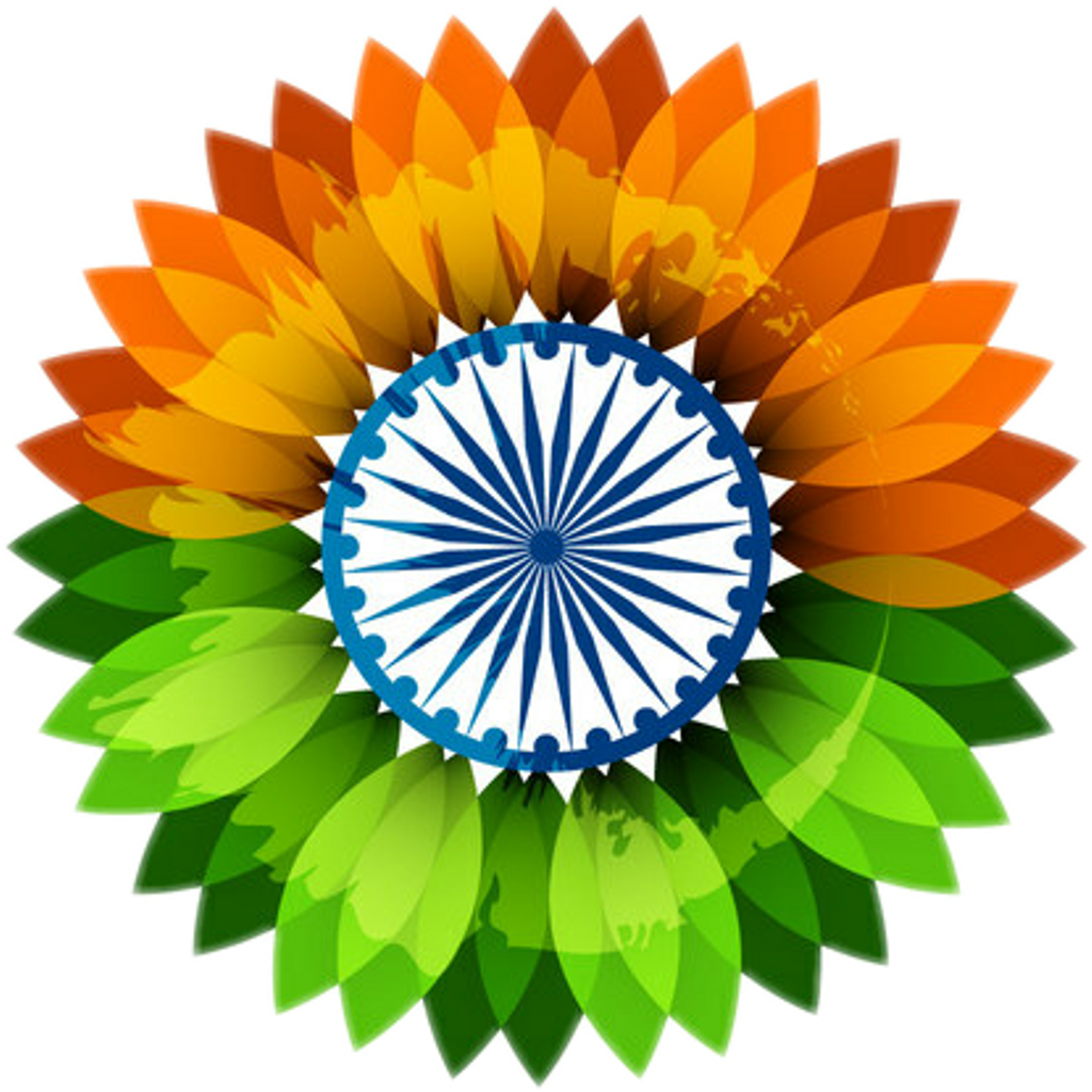 Indian Independence Day Ashoka Chakra Floral Design PNG