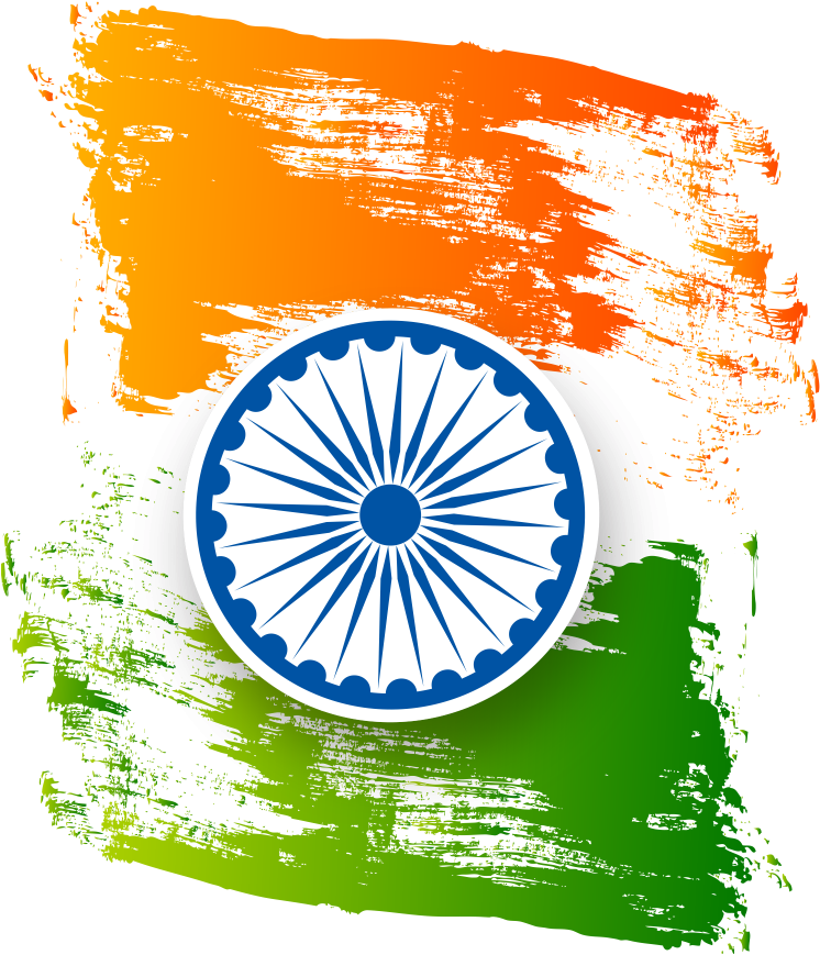 Indian Independence Day Ashoka Chakraand Tricolor Brushstrokes PNG