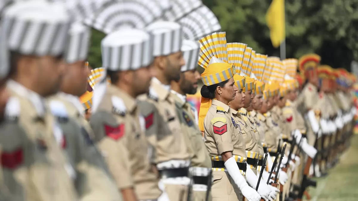 Indian Police With Parade Uniforms