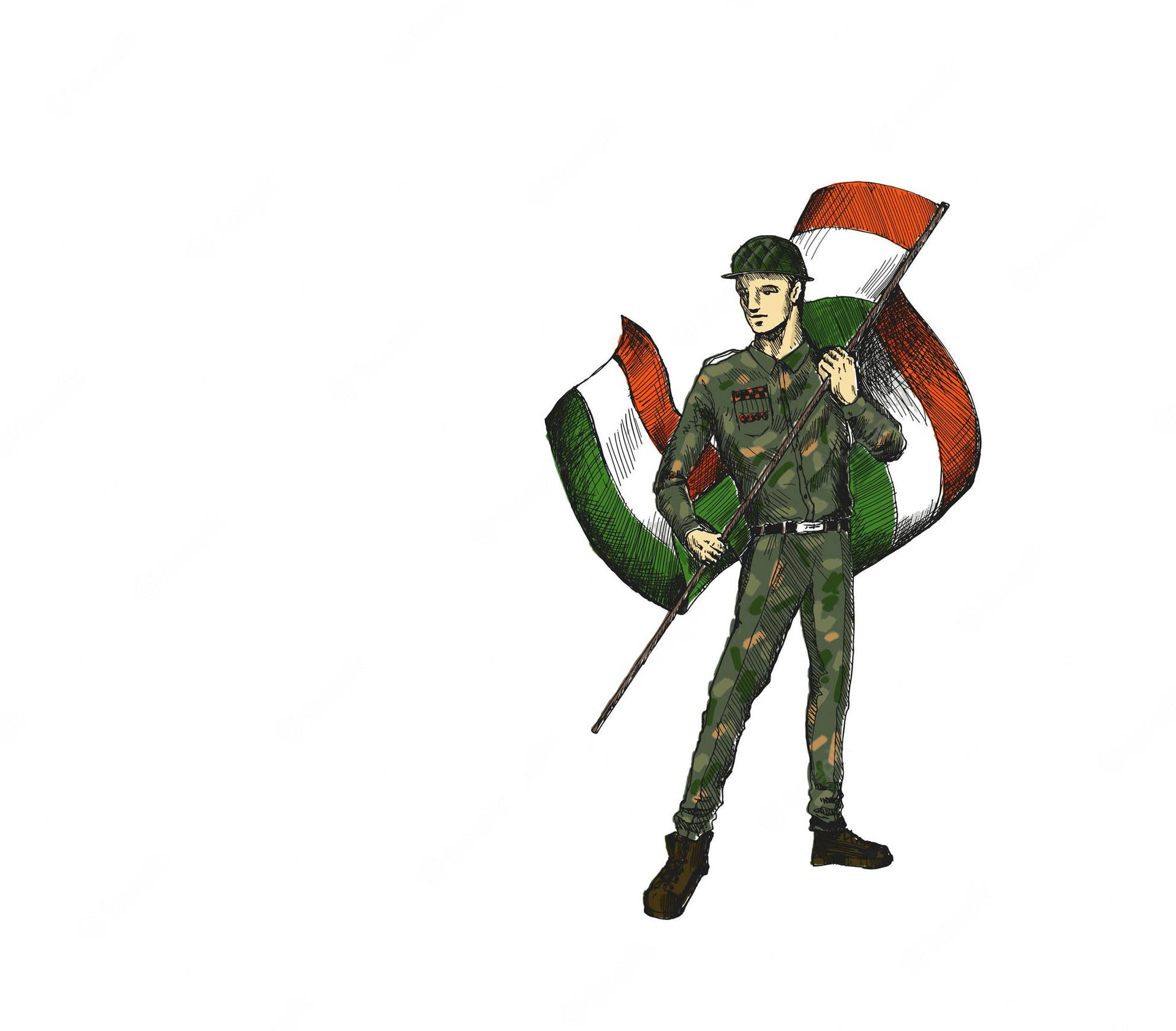 Indian Soldiers Cartoon Wallpaper