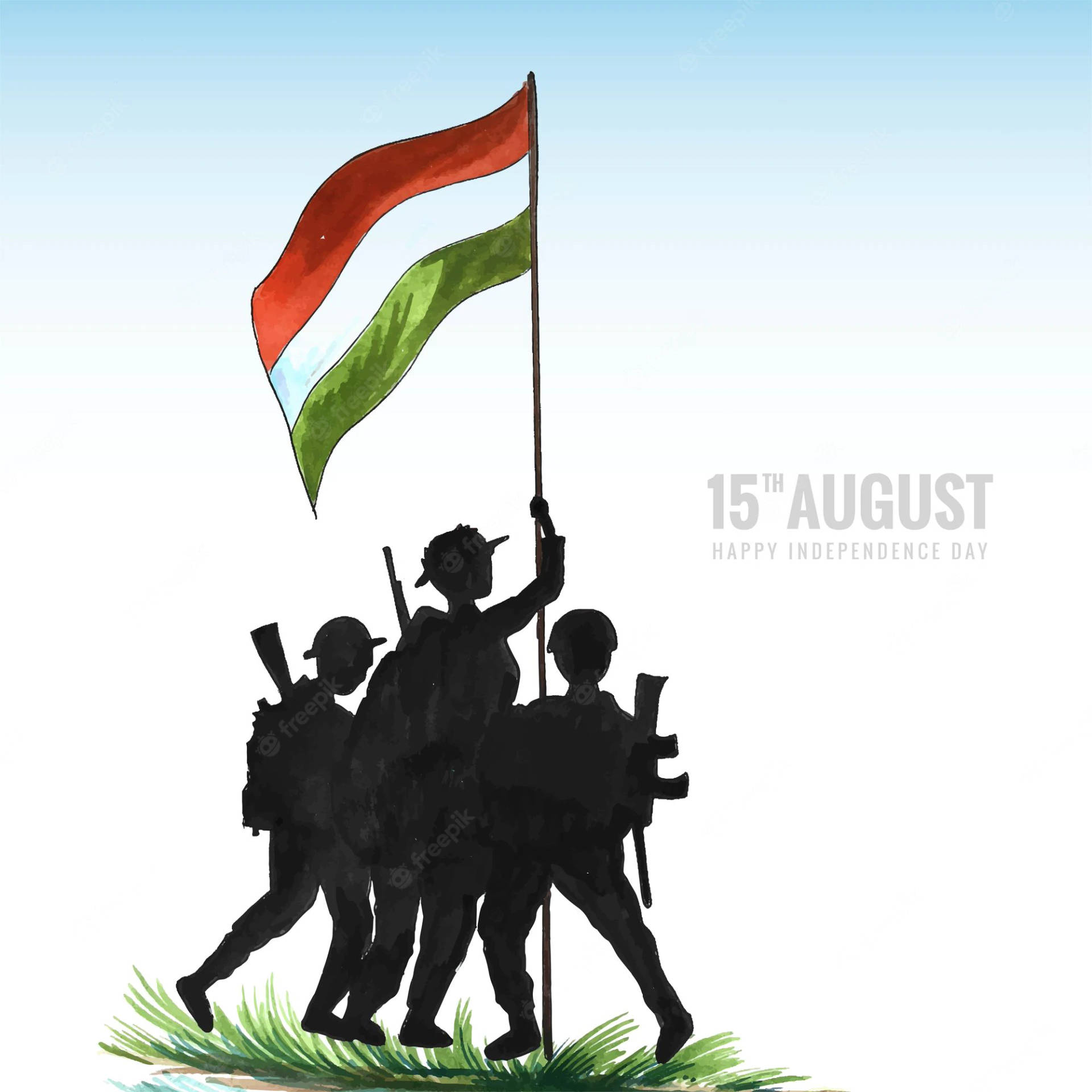 Indian Soldiers Independence Day Cartoon Wallpaper