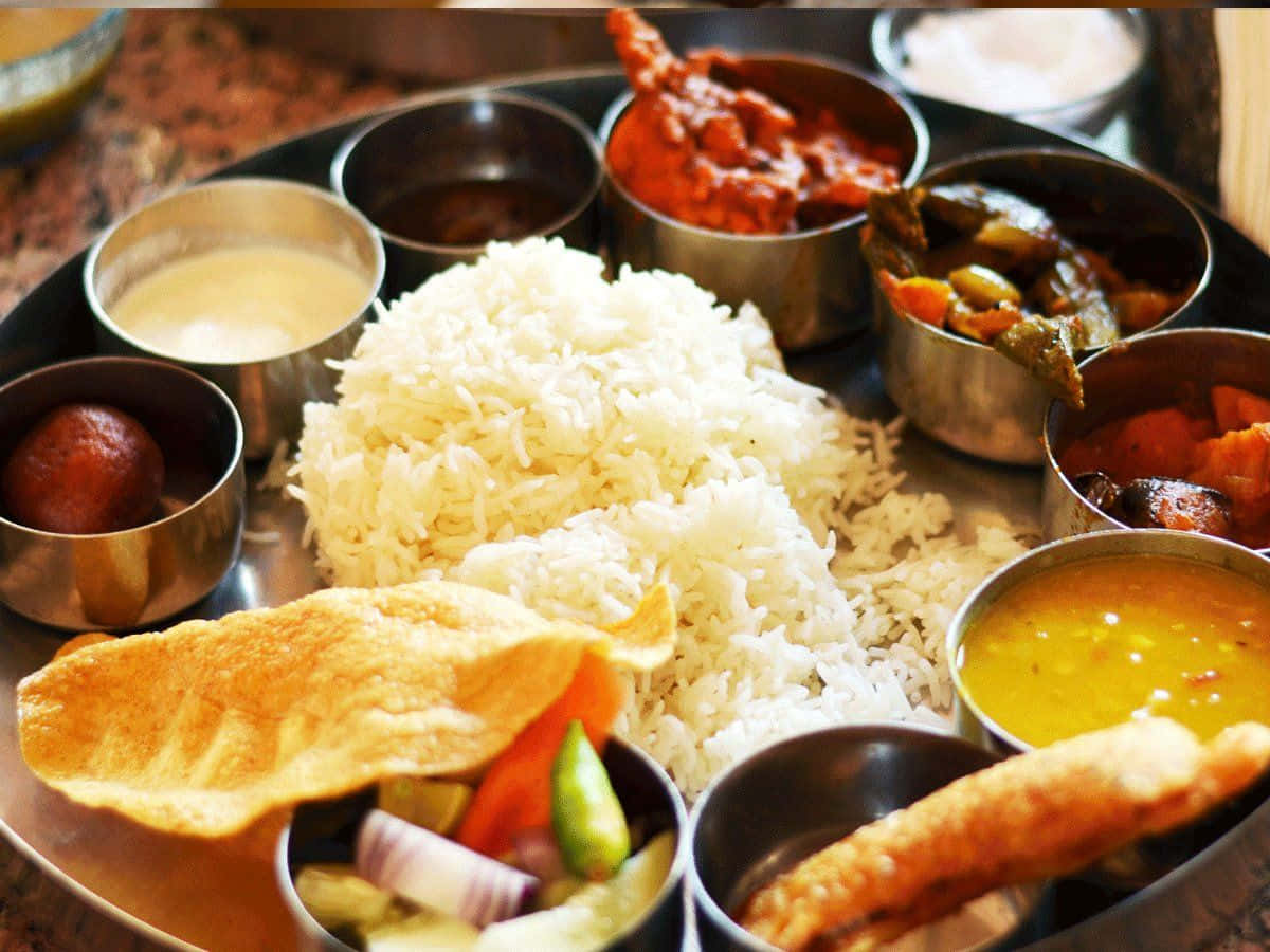 Indian Thali Assorted Dishes Wallpaper