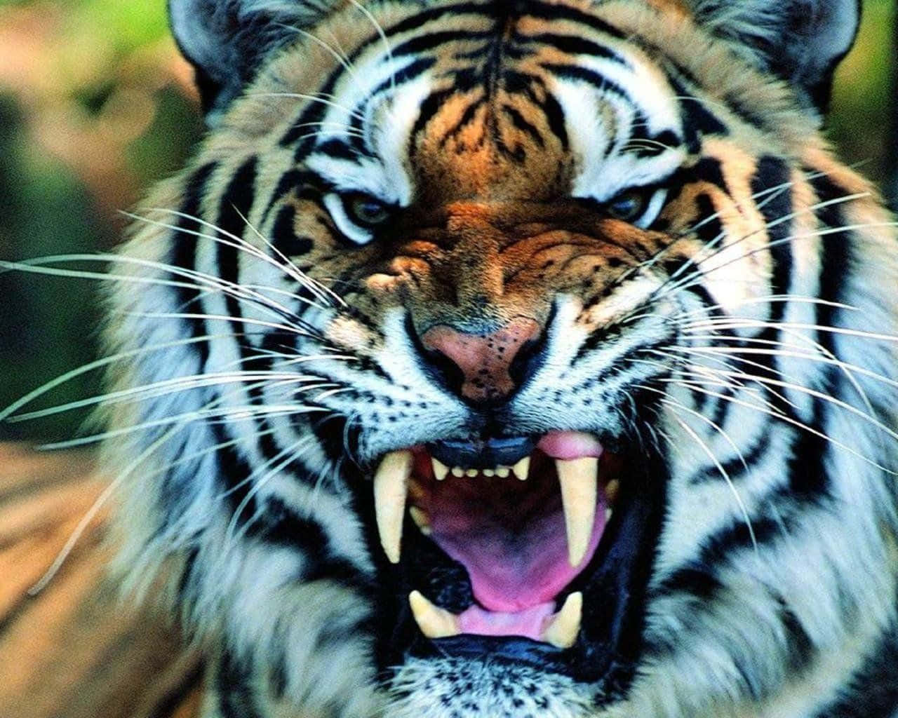 Indian Tiger Growling Wallpaper