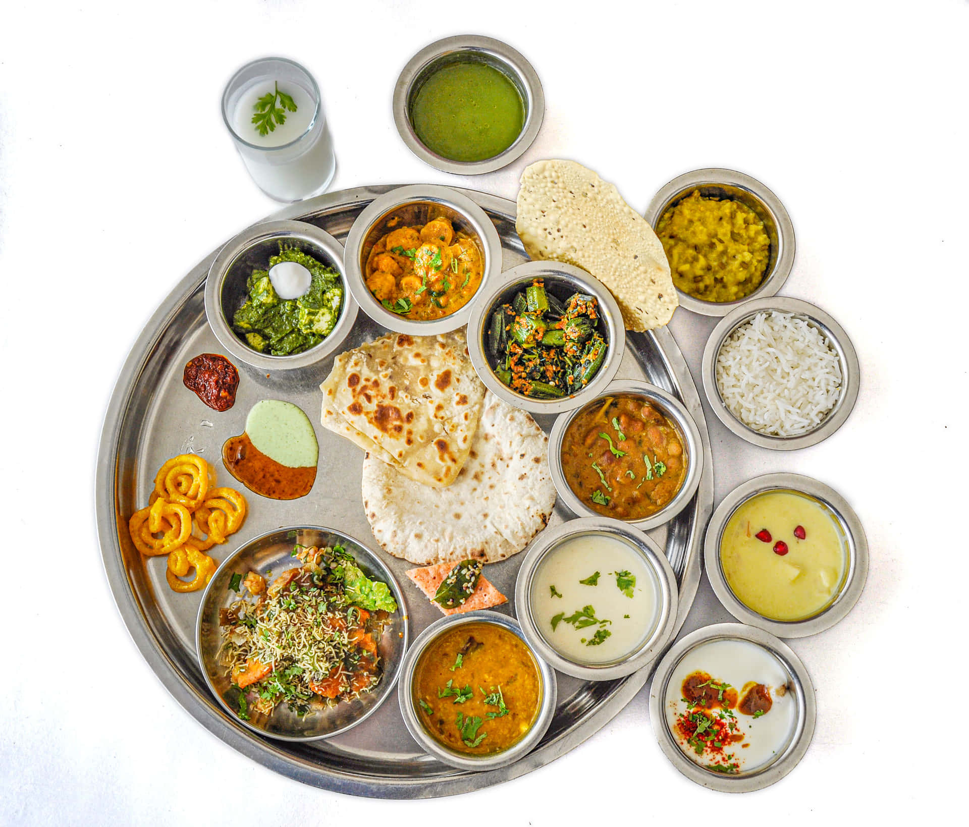 Indian Vegetarian Thali Assortment Wallpaper