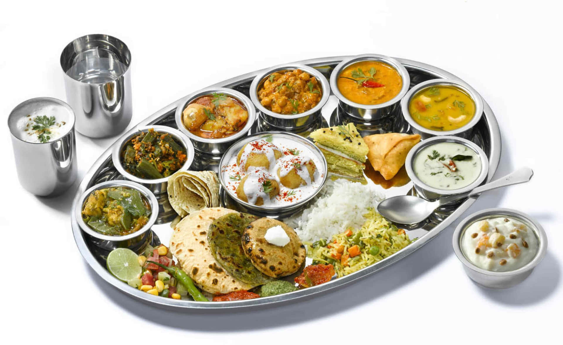 Indian Vegetarian Thali Platter Wallpaper