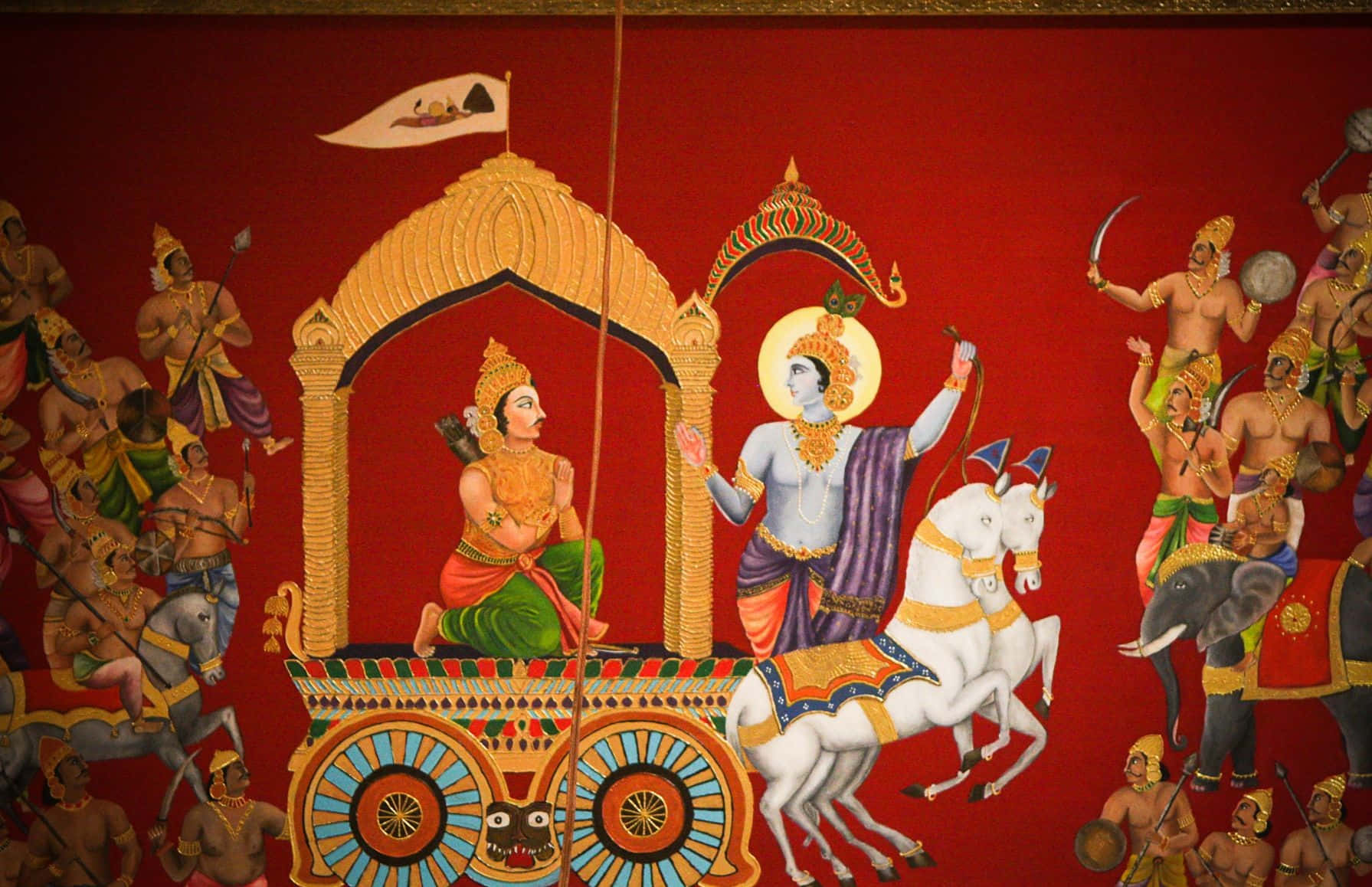 A Painting Of A Chariot And Horses