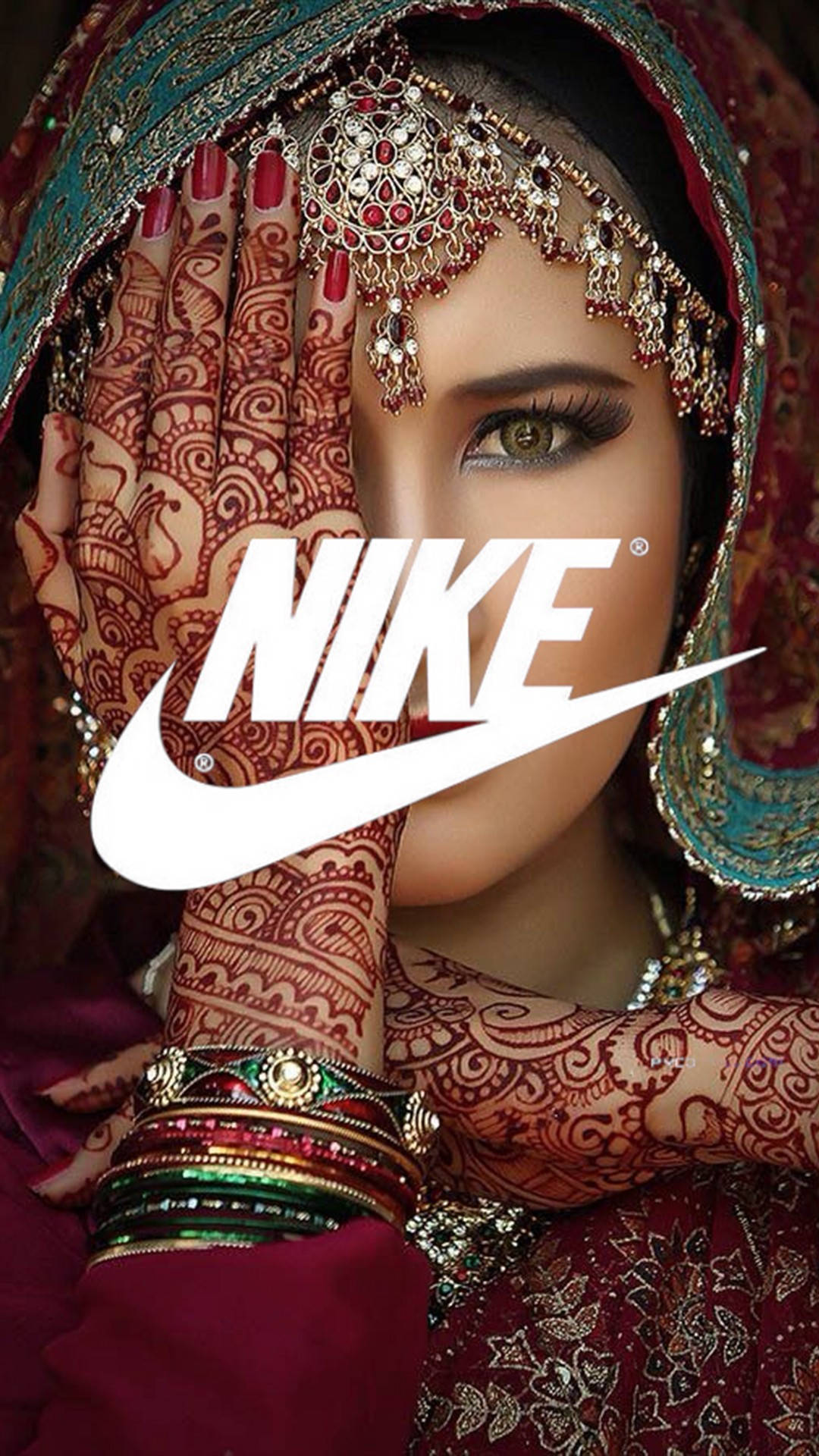 Bakgrundsbild Med En Indisk Kvinna I Nikekläder. Wallpaper