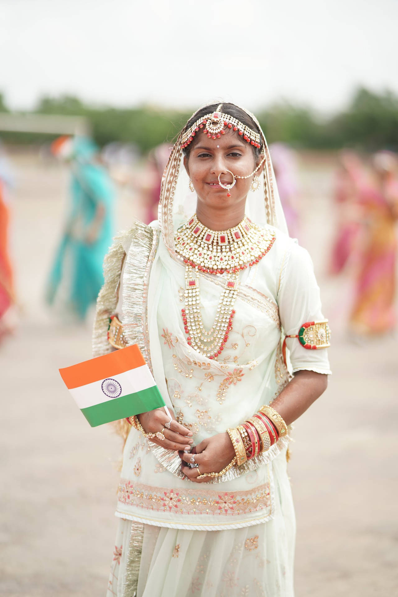 Indian Woman Tiranga National Flag Wallpaper