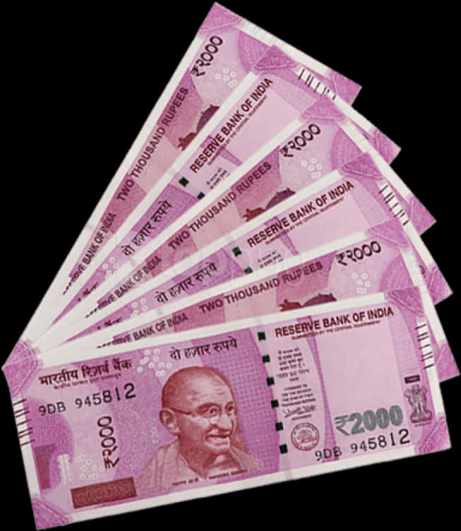 Indian2000 Rupee Notes Fanned Out PNG