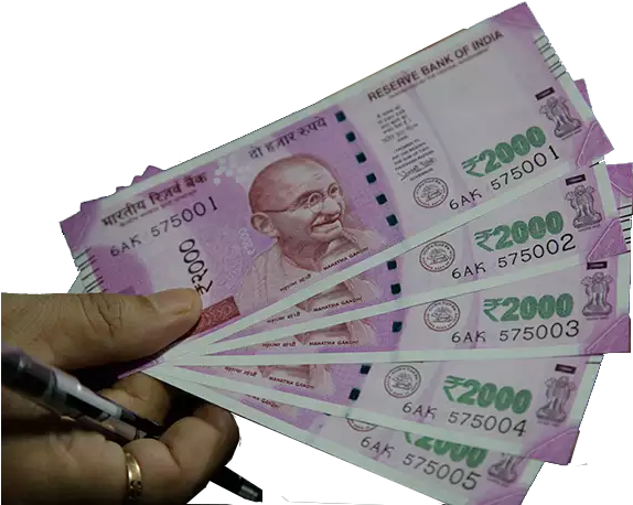 Indian2000 Rupee Notes Fanned Out PNG