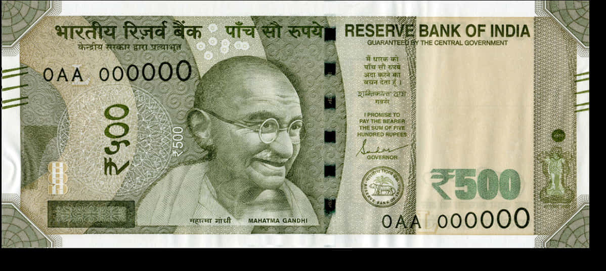 Indian500 Rupee Notewith Gandhi PNG