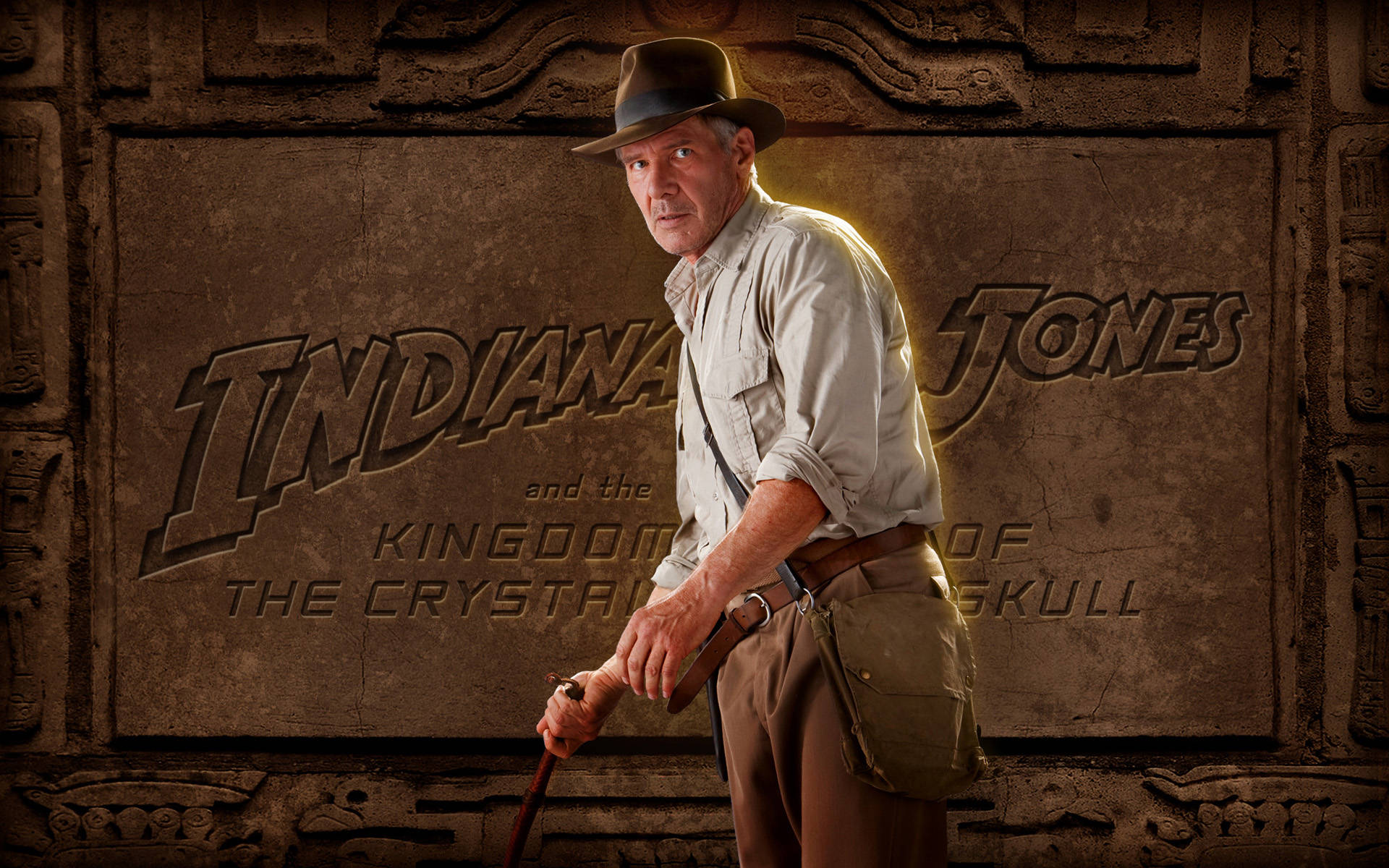Indiana Jones Indgraveret På Sten Wallpaper