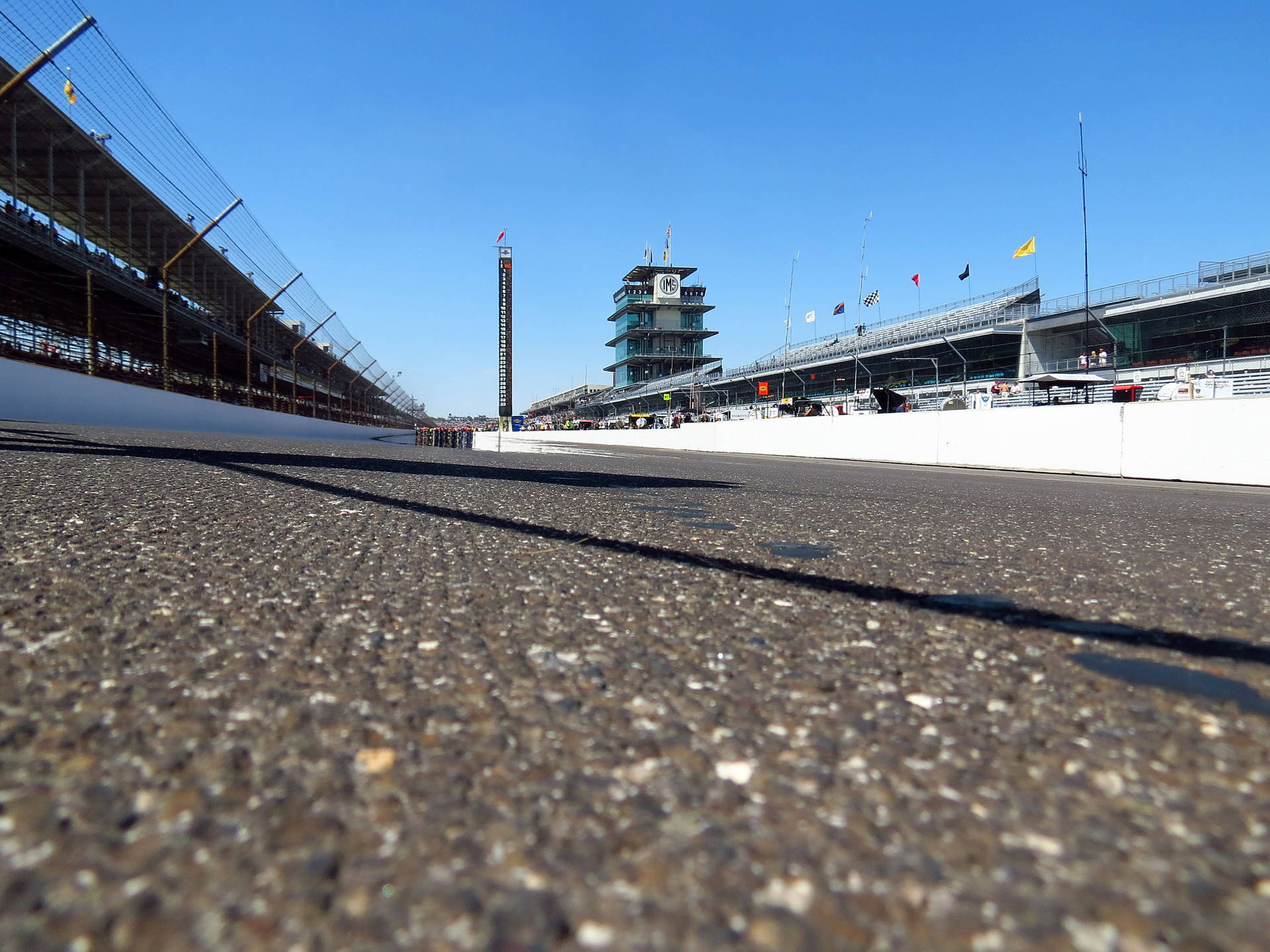 Panoramic View of the Iconic Indianapolis 500 Race Track Wallpaper