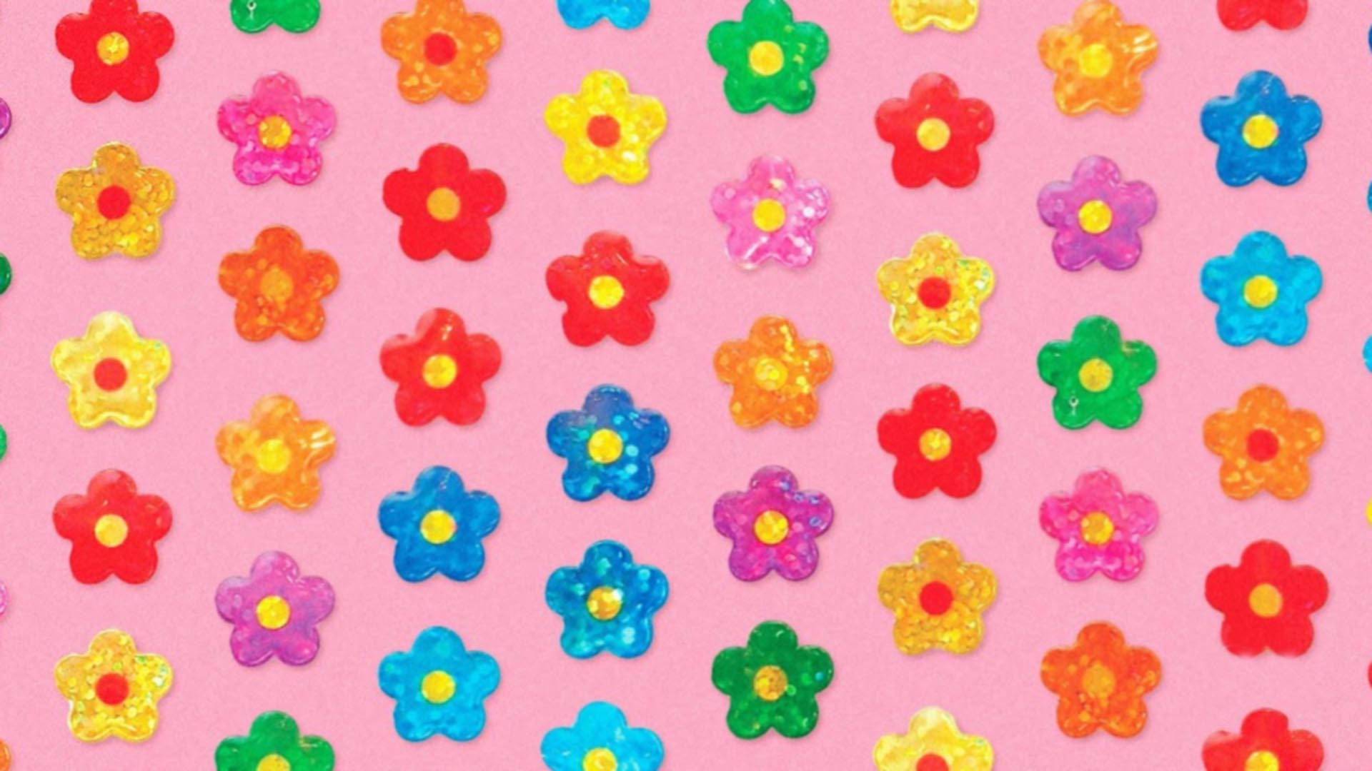 Indie Aesthetic Colorful Flowers Background