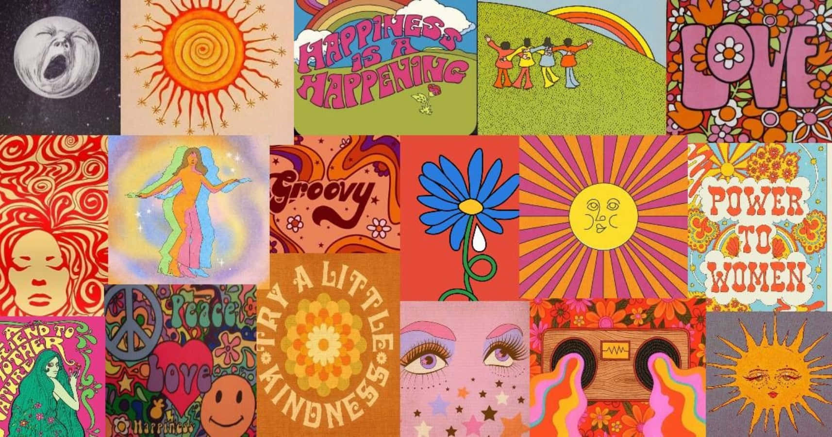 En samling af forskellige psykedeliske billeder Wallpaper