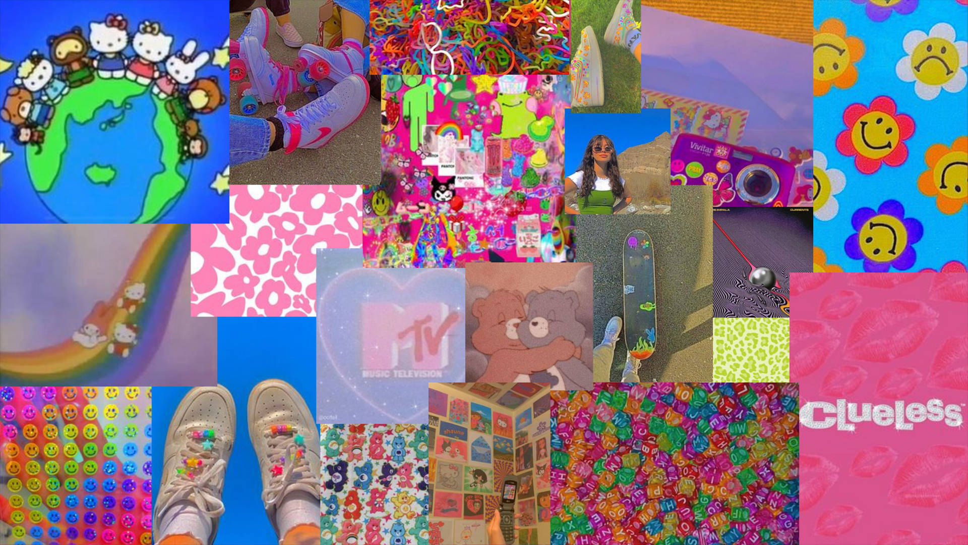 Indie Aesthetic Kid Collage Background