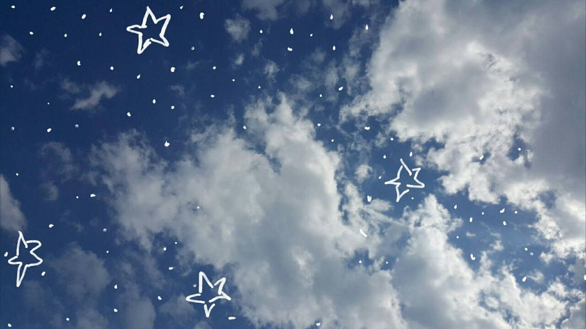 Indie Aesthetic Laptop Blue Sky With Stars