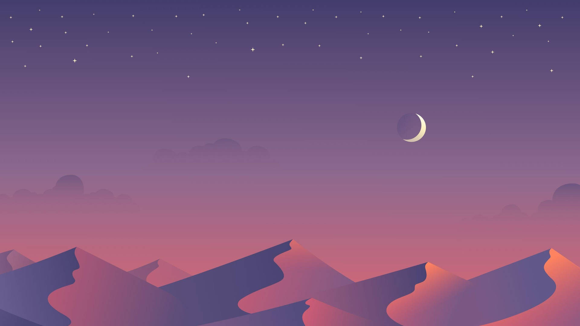 Indie Aesthetic Laptop Sand Dunes Below Crescent Moon Background