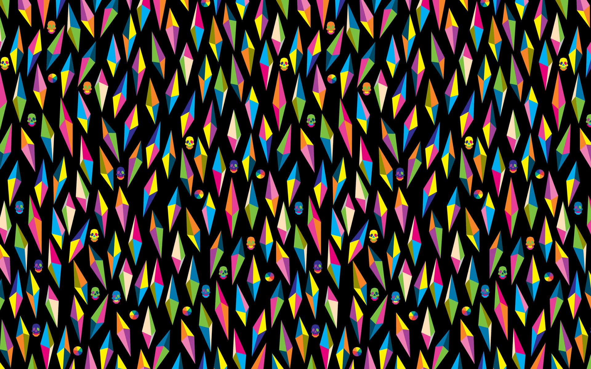 A Colorful Pattern With Triangles On Black Wallpaper