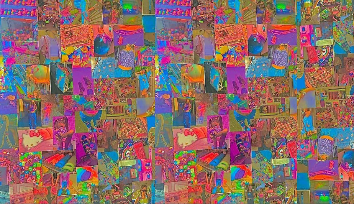 En farverig kollage af forskellige billeder Wallpaper