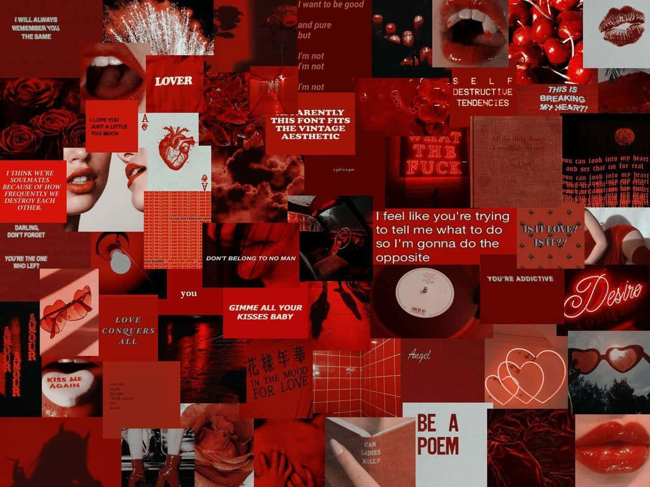 En collage af røde og sorte billeder Wallpaper