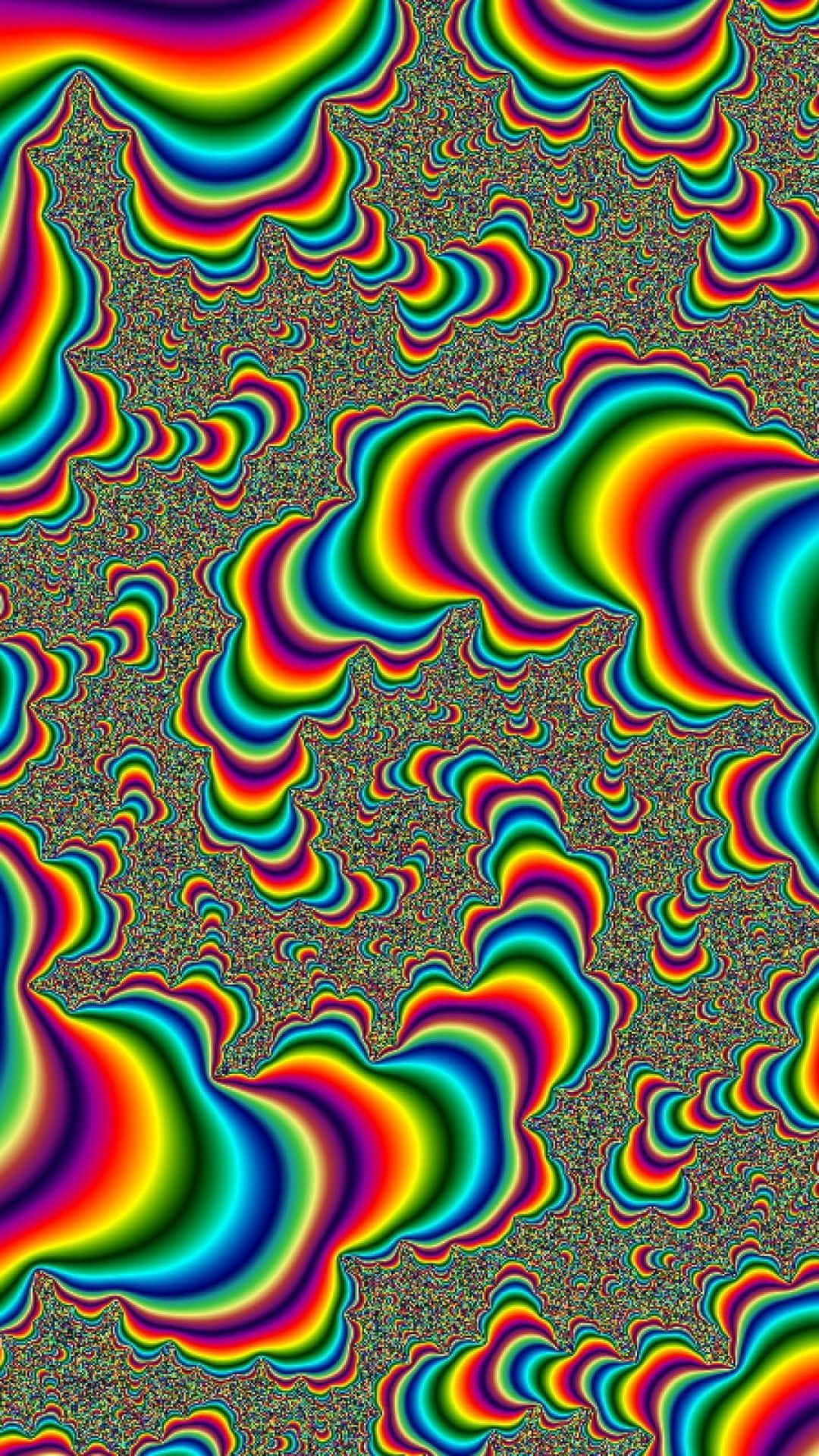 Enfärgglad Psykedelisk Bild Med Regnbågsvågor Wallpaper