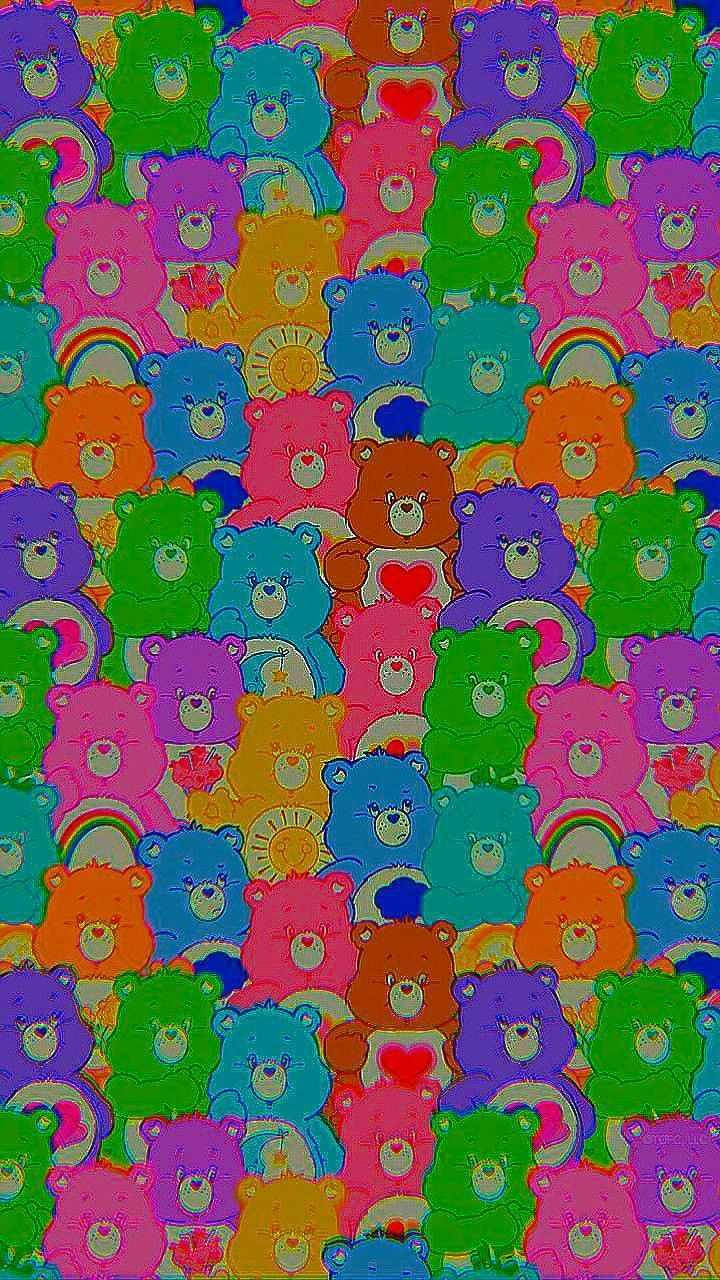 Indie Kid Aesthetic Colorful Carebears Background