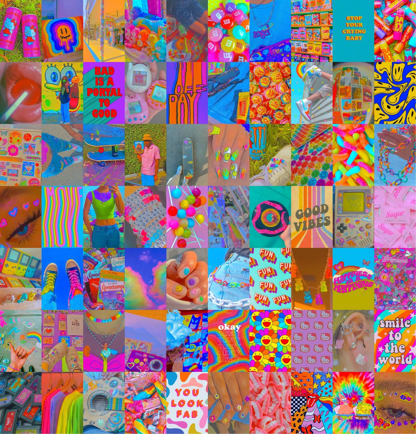 A Collage Of Colorful Pictures And Objects
