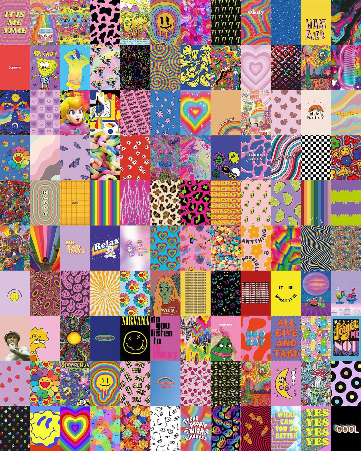 A Collage Of Various Colorful Patterns And Designs