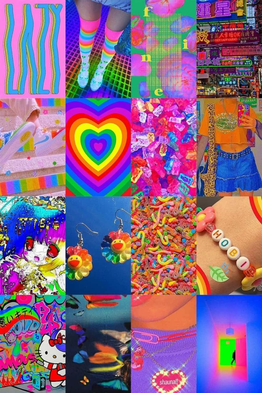A Collage Of Colorful Pictures Of People With Different Accessories