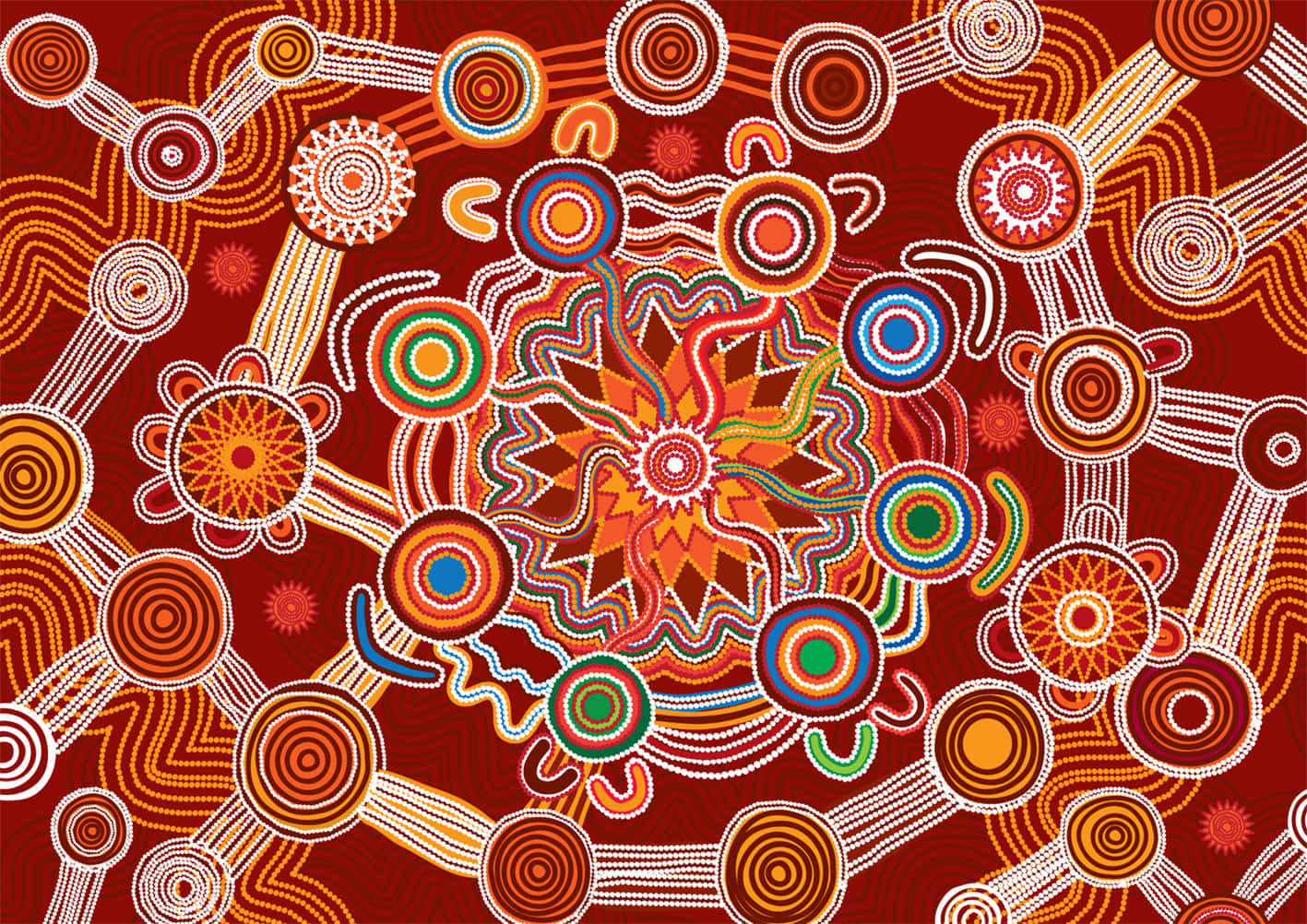 Aboriginalkunst - Rød Og Orange
