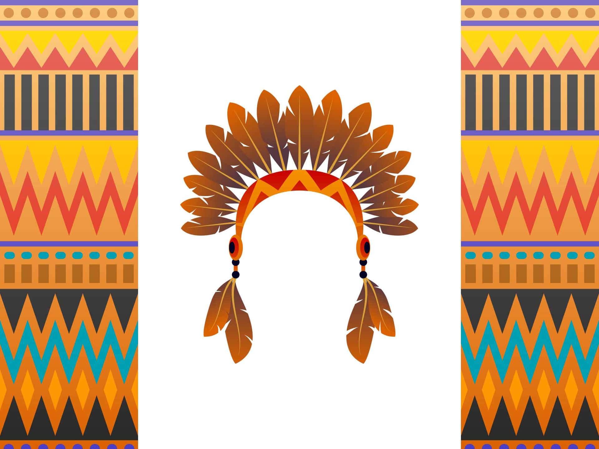 An Indian Headdress With Feathers On A Background