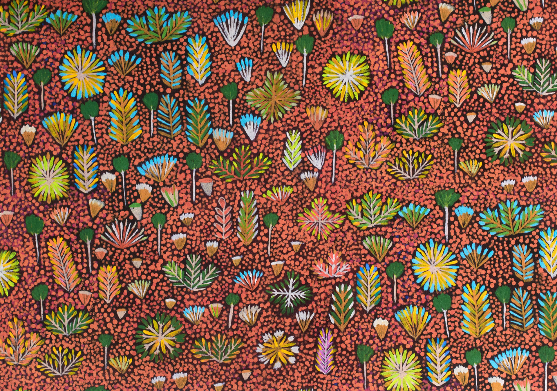 Indigenous Autumn Trees Artwork Wallpaper