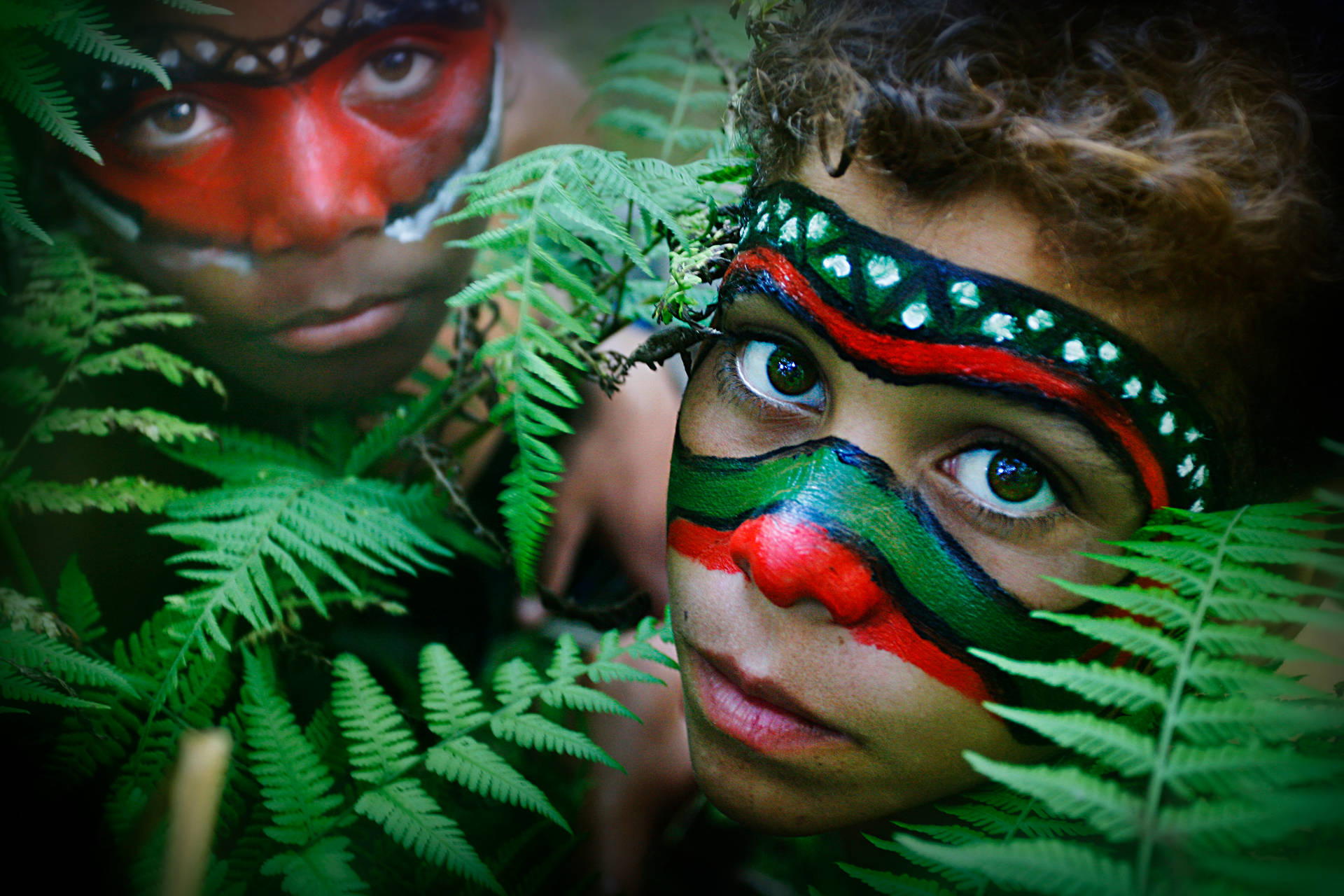 Indigenous Children With Tribal Facepaint Wallpaper