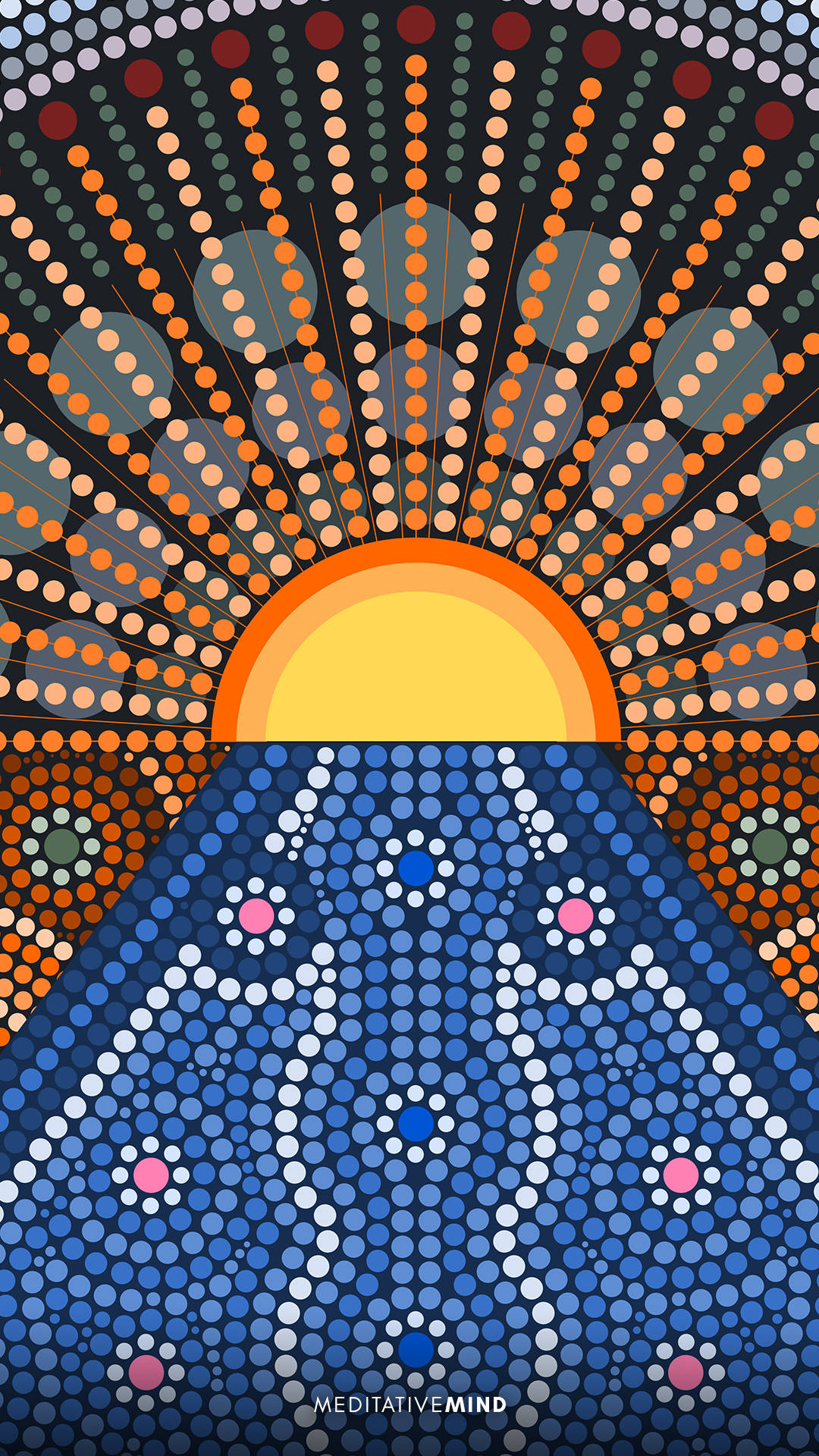 Indigenous Mountain Sunrise Art Wallpaper