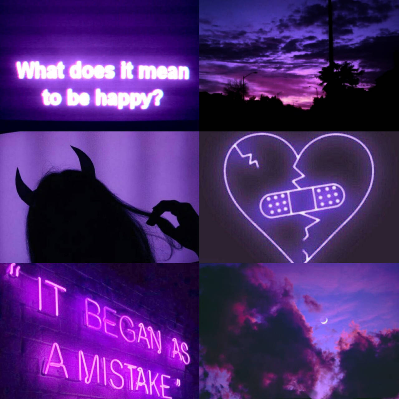 Purple Neon Lights With The Words What Does It Mean To Be Happy Wallpaper