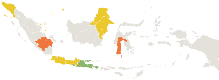 Indonesia Map Color Coded Regions PNG