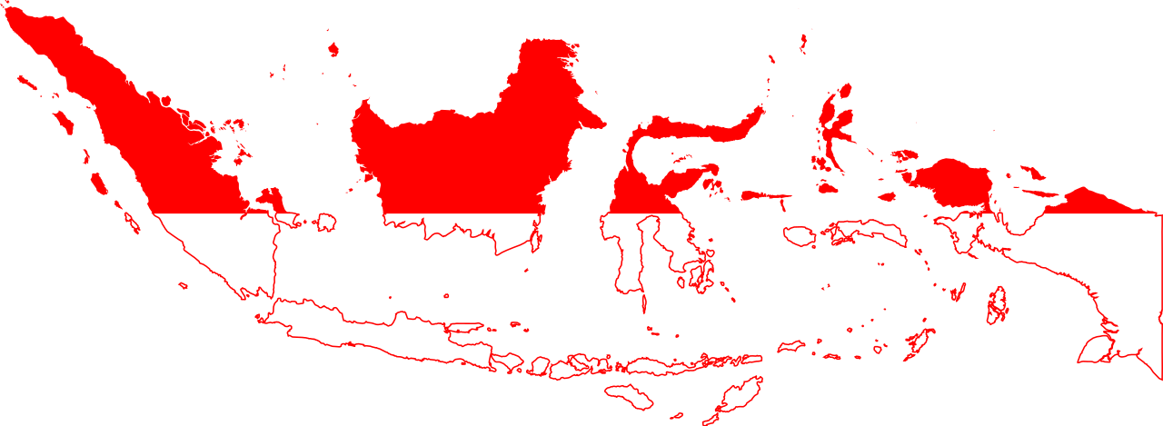 Indonesia Map Simplified Red Silhouette PNG
