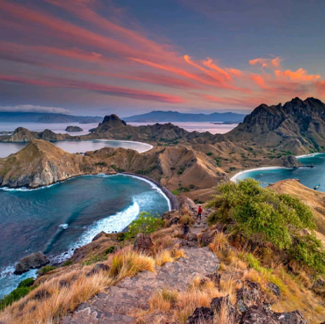 Formacionesrocosas De La Isla Komodo En Indonesia. Fondo de pantalla