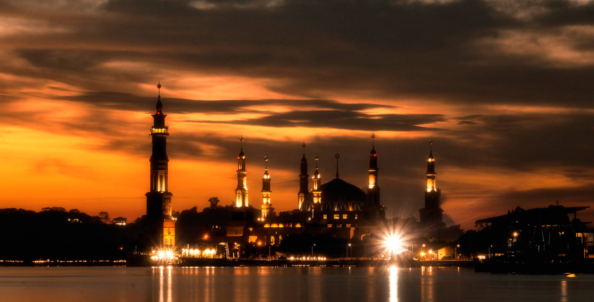 Indonesia,mezquita Al Atardecer Fondo de pantalla