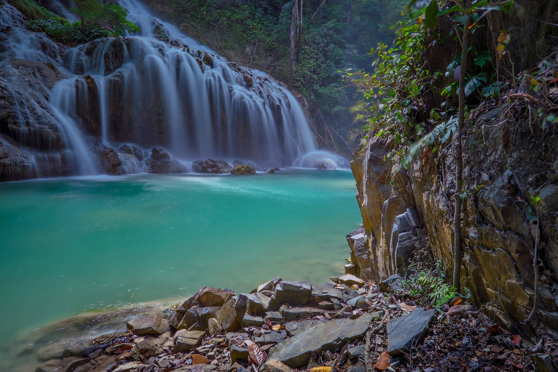 Indonesia Waterfalls Along River Wallpaper