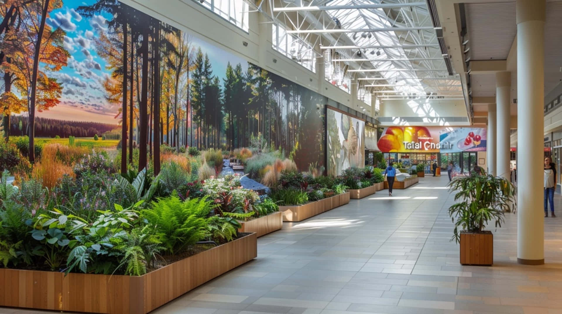 Indoor Garden Mall Corridor Wallpaper