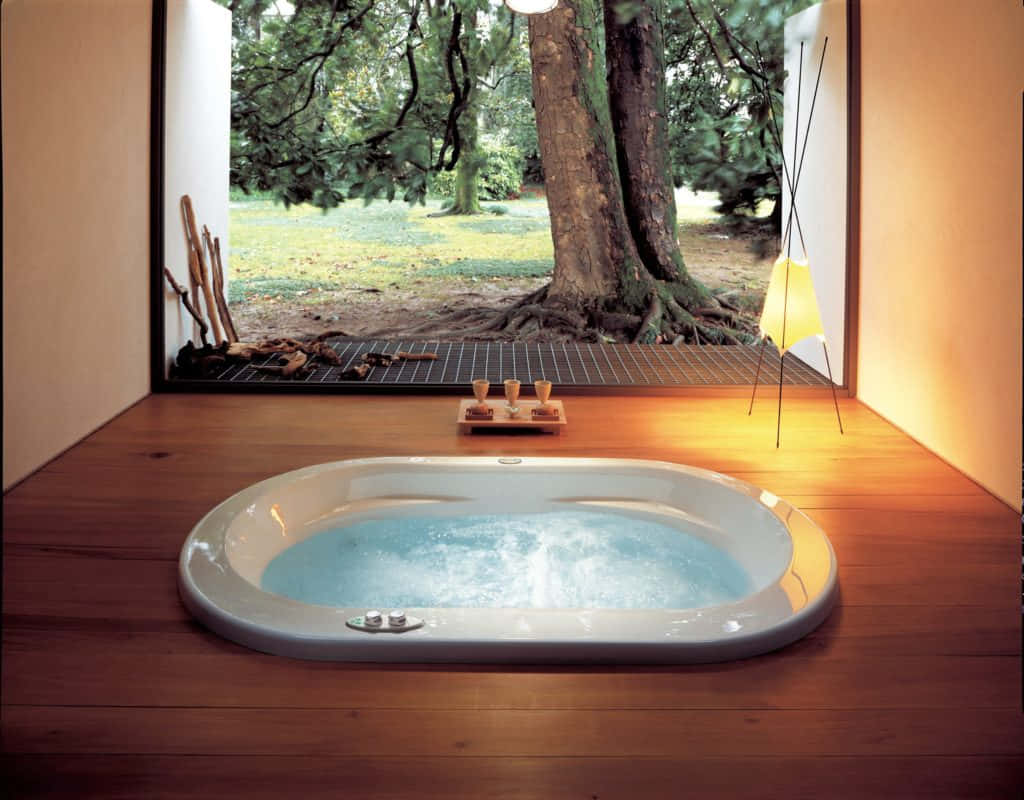 Indoor Hot Tub Nature View Wallpaper